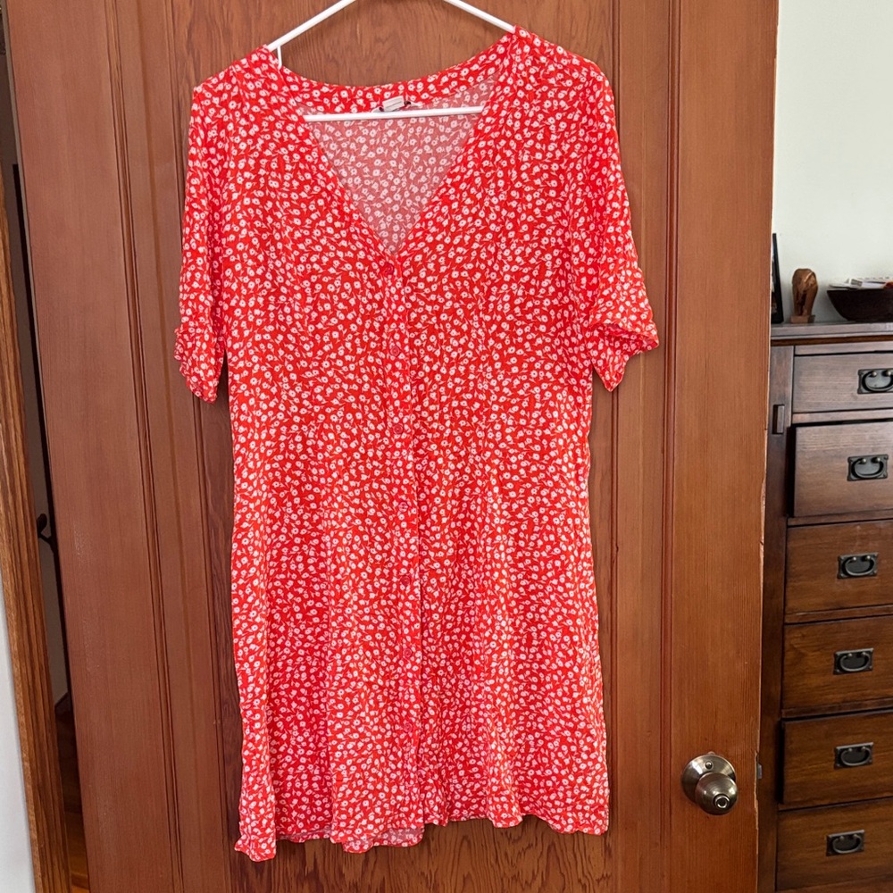 Monkl orange and white mini dress